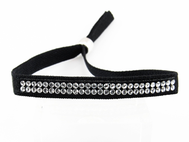 Pulsera elastica negra con cristales Swarovski